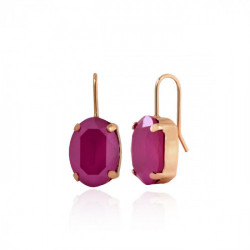 Celina oval peony pink earrings in rose gold plating in gold plating
