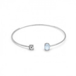 Celina oval powder blue cane bracelet in silver