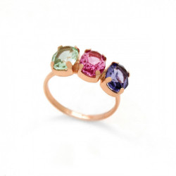 Celina triple multicolour ring in rose gold plating in gold plating