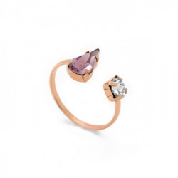 Drops tear light amethyst open ring in rose gold plating in gold plating