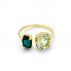 Celina transparent chrysolite open ring in gold plating