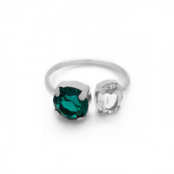 Celina transparent emerald open ring in silver