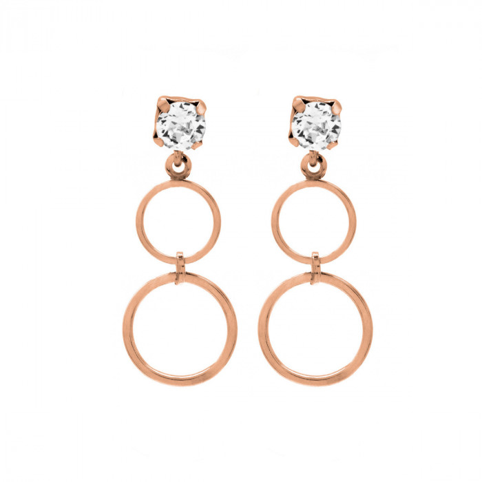 Pink Gold Earrings Minimal double circle