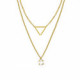 Layering triangle crystal double necklace in gold plating