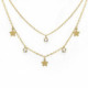 Layering star crystal double necklace in gold plating