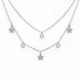 Layering star crystal double necklace in silver