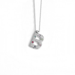 Letter B multicolour necklace in silver
