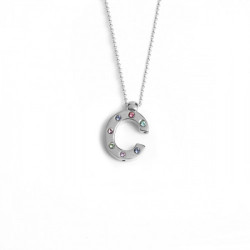 Letter C multicolour necklace in silver