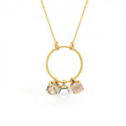 Aura circle ivory cream necklace in gold plating