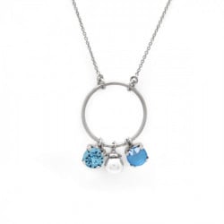 Aura circle summer blue necklace in silver