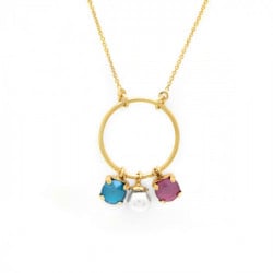 Aura circle peony pink pearl necklace in gold plating