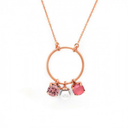 Aura circle light coral pearl necklace in rose gold plating in gold plating