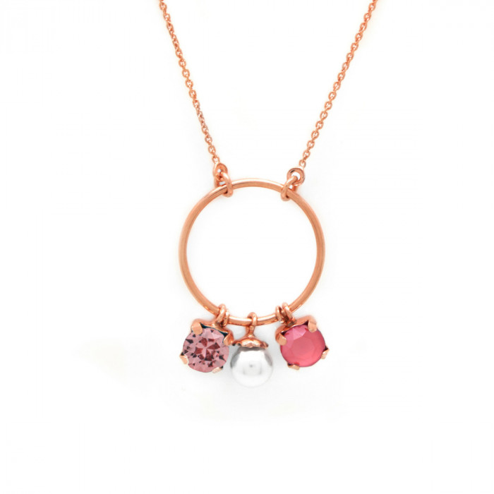 Collar círculo perla light coral de Aura en oro rosa