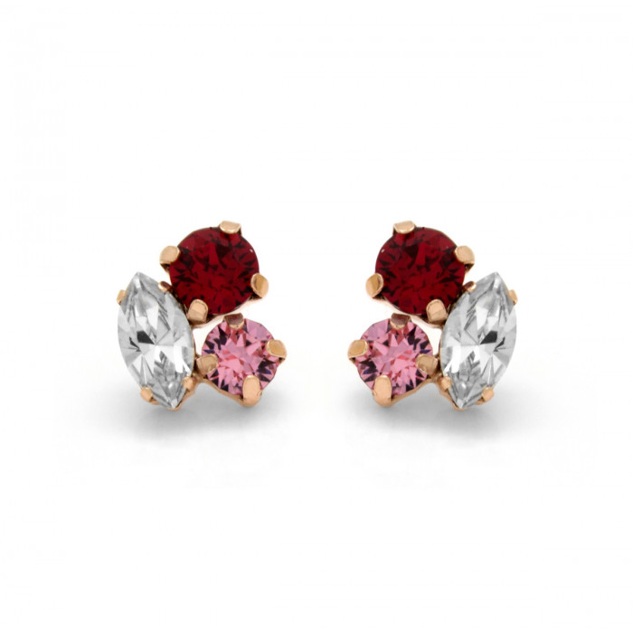 Pink Gold Earrings Celine 3 crystals