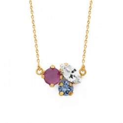 Celina peony pink necklace in gold plating