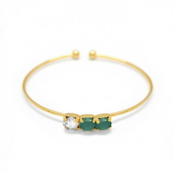 Aura circles royal green cane bracelet in gold plating