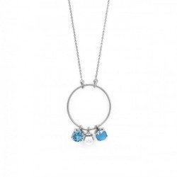 Celina round summer blue pearl necklace in silver