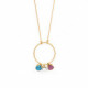 Celina round peony pink pearl necklace in gold plating image