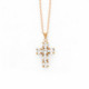 Minimal cross crystal necklace in rose gold plating in gold plating