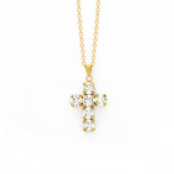 Minimal cross crystal necklace in gold plating