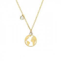 Minimal world crystal necklace in gold plating