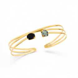 Celina circles jet cane bracelet in gold plating