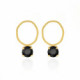 Aura round jet earrings in gold plating
