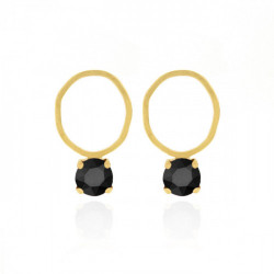 Aura round jet earrings in gold plating