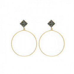 Hoop XL round diamond earrings in gold plating