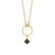 Hoop round diamond necklace in gold plating