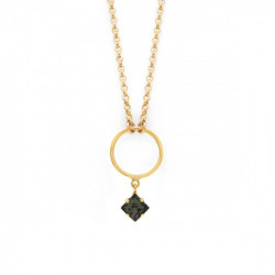 Hoop round diamond necklace in gold plating