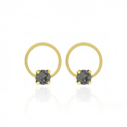 Hoop Basic round diamond earrings in gold plating