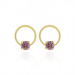 Hoop Basic round antique pink earrings in gold plating