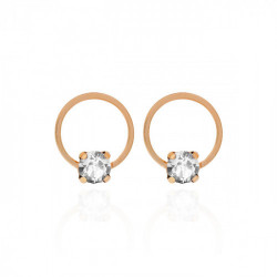 Hoop Basic round crystal earrings in rose gold plating in gold plating