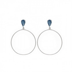 Hoop XL tears round denim blue earrings in silver