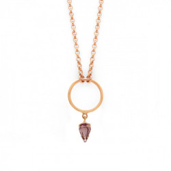 Hoop round light amethyst necklace in rose gold plating in gold plating