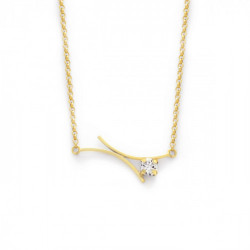 Minimal crystal curved necklace in gold plating