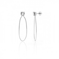 Arty crystal oval earrings in silver