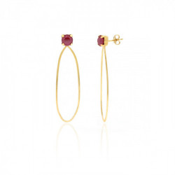 Arty royal red oval earrings in gold plating