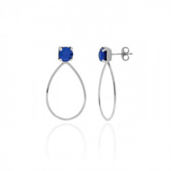 Arty royal blue oval earrings in silver