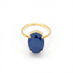 Iconic oval royal blue ring in gold plating