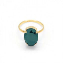 Iconic oval royal green ring in gold plating