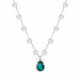 Silver Teardrop with Oval Necklace Emerald