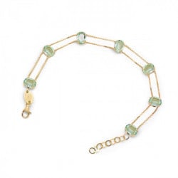Majestic oval chrysolite double bracelet in gold plating