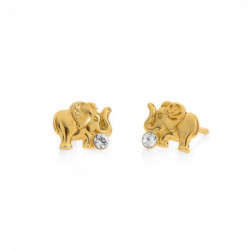 Kids gold-plated stud earrings with white in elephant shape
