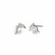Kids sterling silver stud earrings with white in dolphin shape