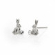 Kids sterling silver stud earrings with white in rabbit shape image