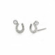 Kids sterling silver stud earrings with white in horseshoe shape image