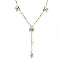 Britt tear crystal tie necklace in gold plating