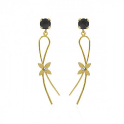 Vega flower jet earrings in gold plating